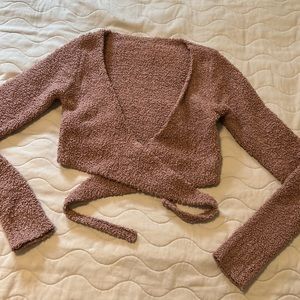 Cropped SKIMS ballerina wrap sweater